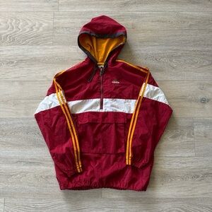 Vintage Adidas red/white windbreaker jacket with hoodie Size Medium Men's